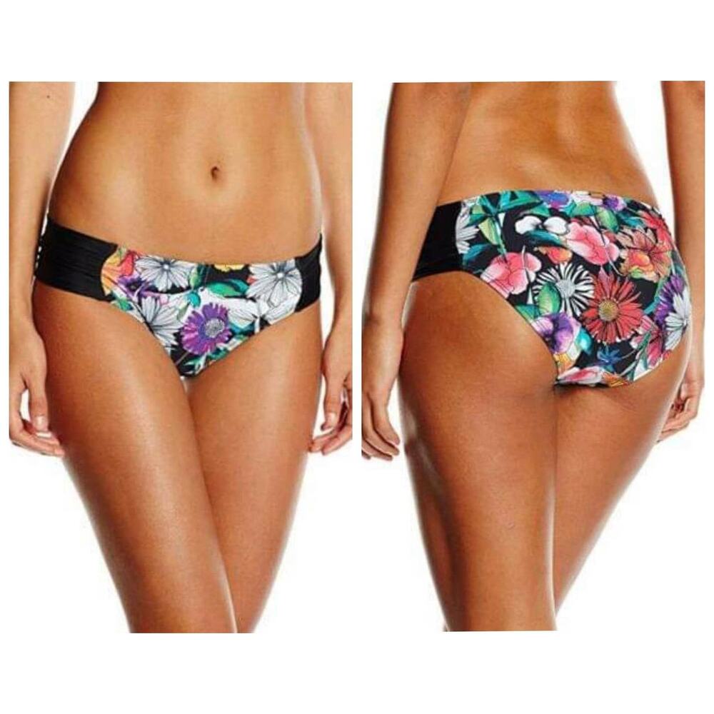 Panache Annalise Floral Multicolor Gathered Swim Bikini Bottoms Size Medium